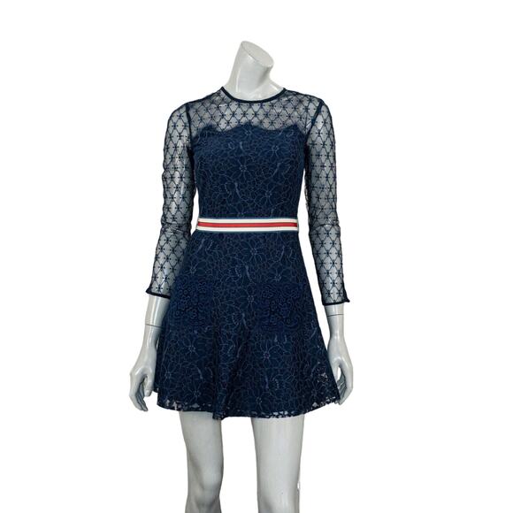 SANDRO Paris Women's Alicia Lace Mini Dress in Blue size 34 - Picture 1 of 13